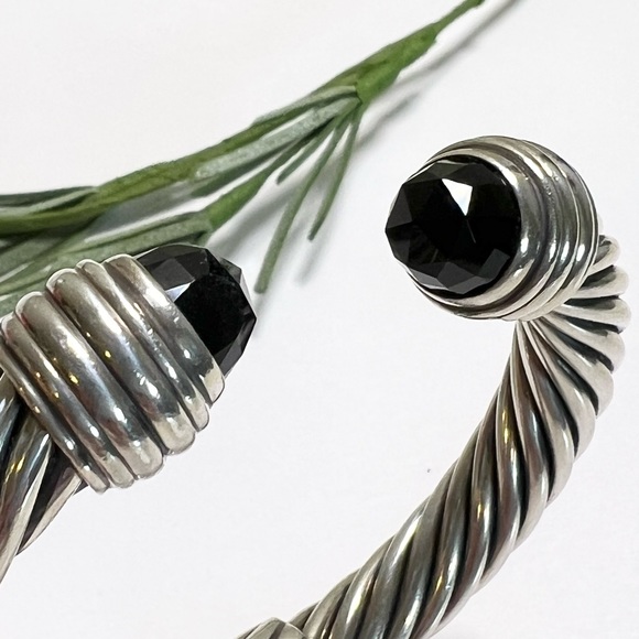 David Yurman 10mm Black Onyx Hinged Cable Cuff Bracelet .925 - Picture 10 of 11